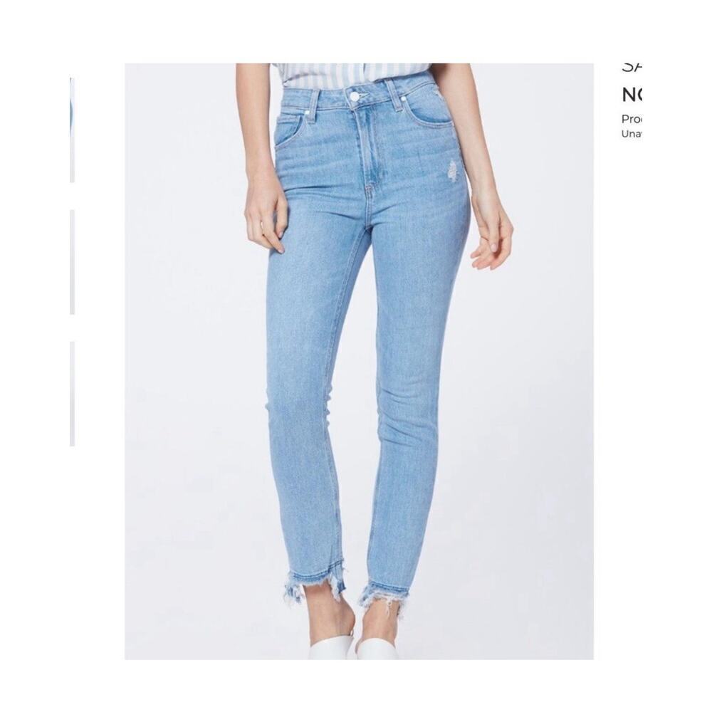 Paige Jeans 25 Sarah Slim Moka Distressed Raw Hem Classic Minimal Festival - Picture 1 of 13